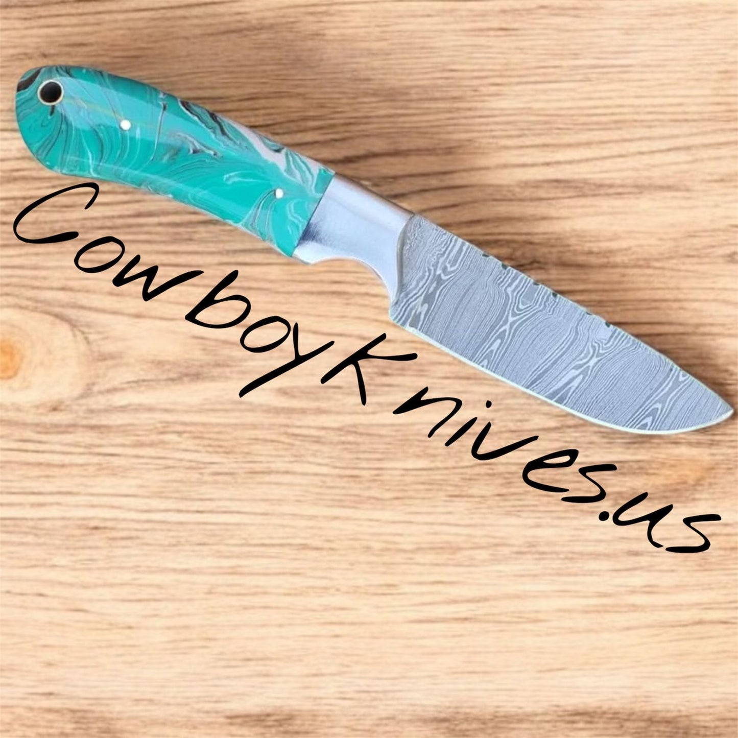 3.25" Blade Cowboy Knife Sheath – Damascus Steel & Epoxy Resin Handle