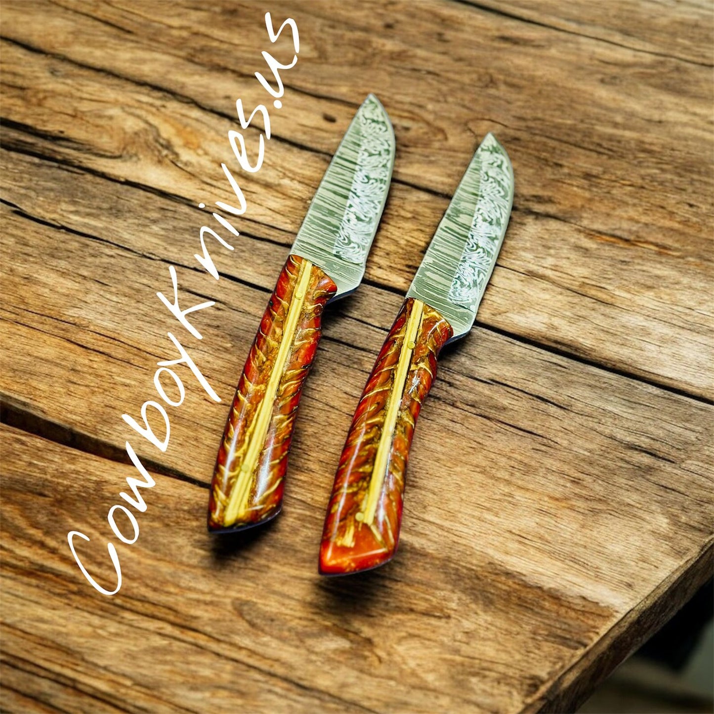2.5" Blade Belt Knives and Sheaths with Pinecone Resin Handle