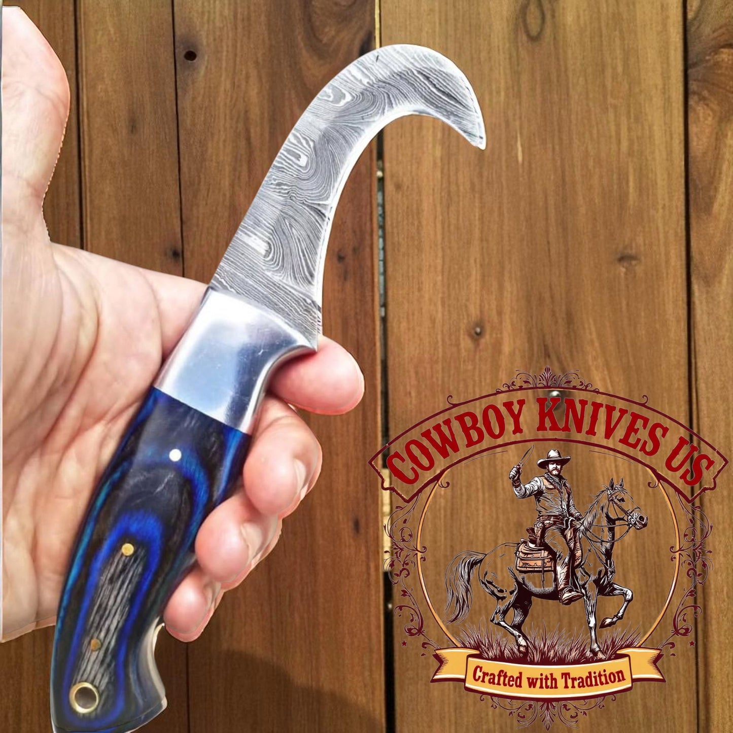 3" Blade Cowboy Knife with Exotic Wood & Steel Bolster Handle