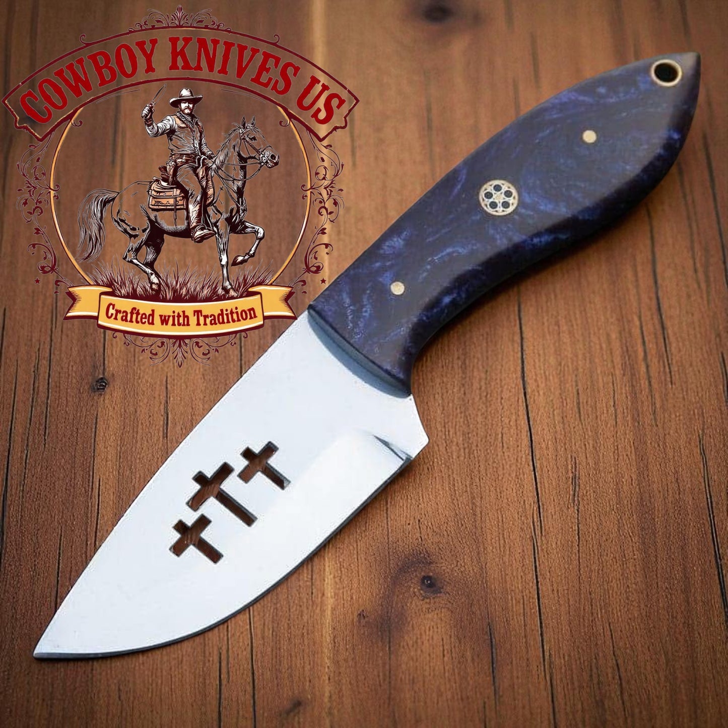 3.25" Blade Cowboy Sheath Knife with Epoxy Resin Handle