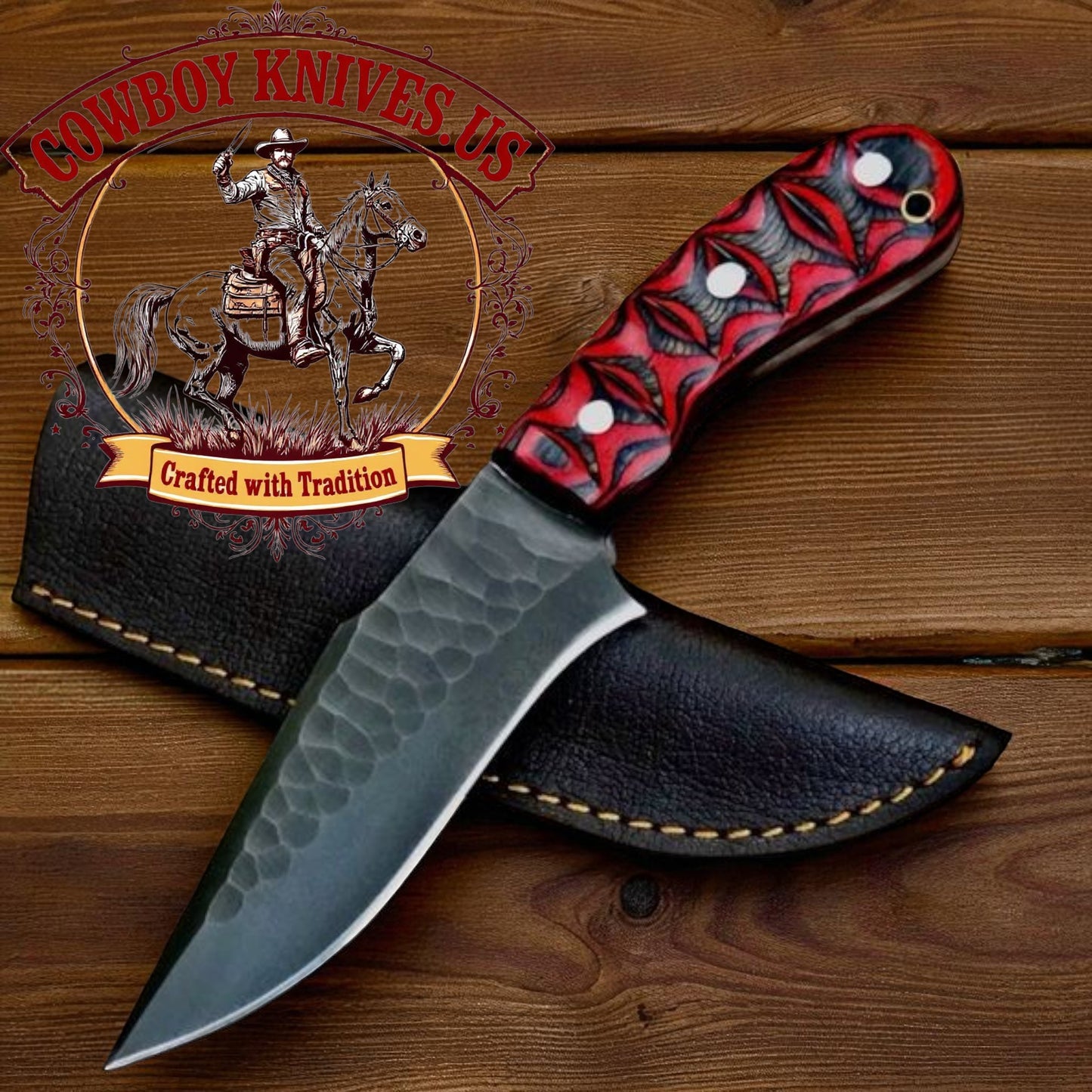 5.75" Blade Ranch Cowboy Knives and Sheaths with File-Worked Dollar Sheet Handle