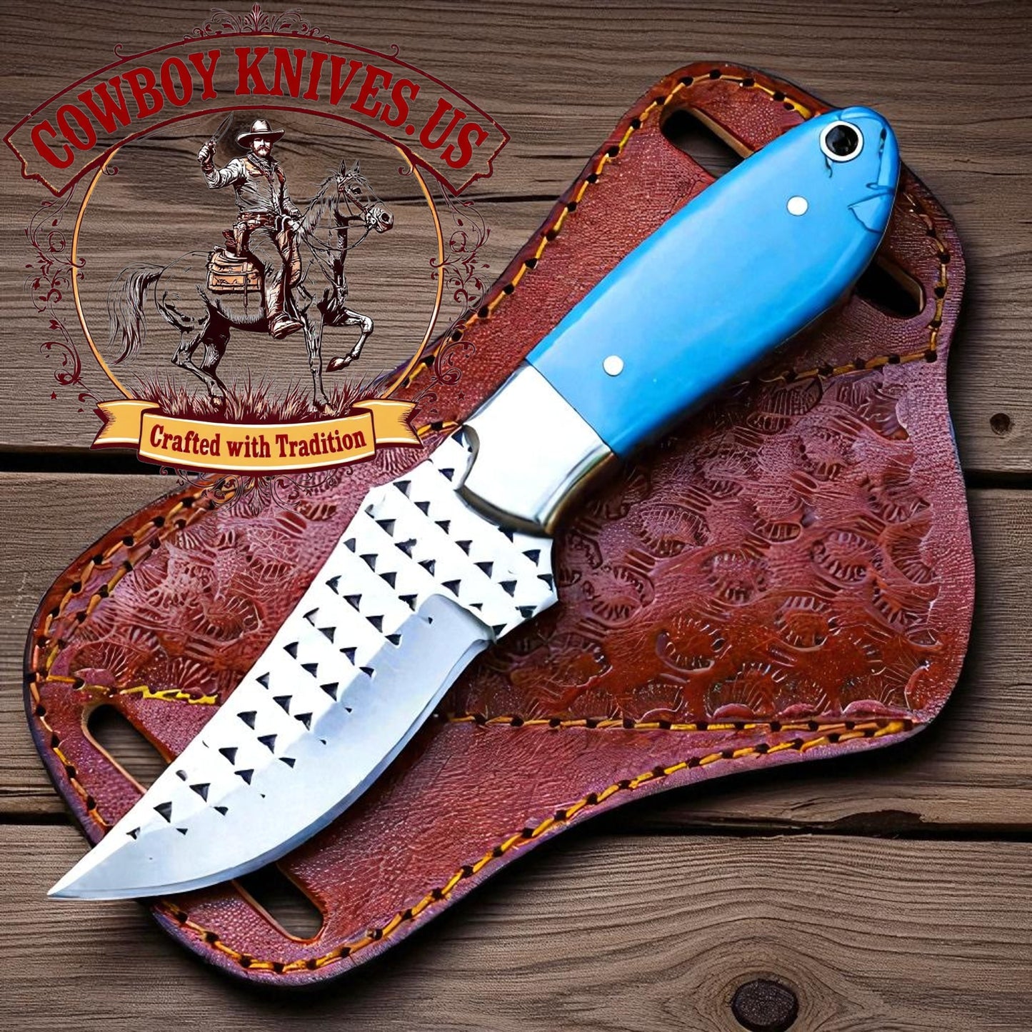 3.5" Blade Cowboy Knife Sheath with Epoxy Resin Handle