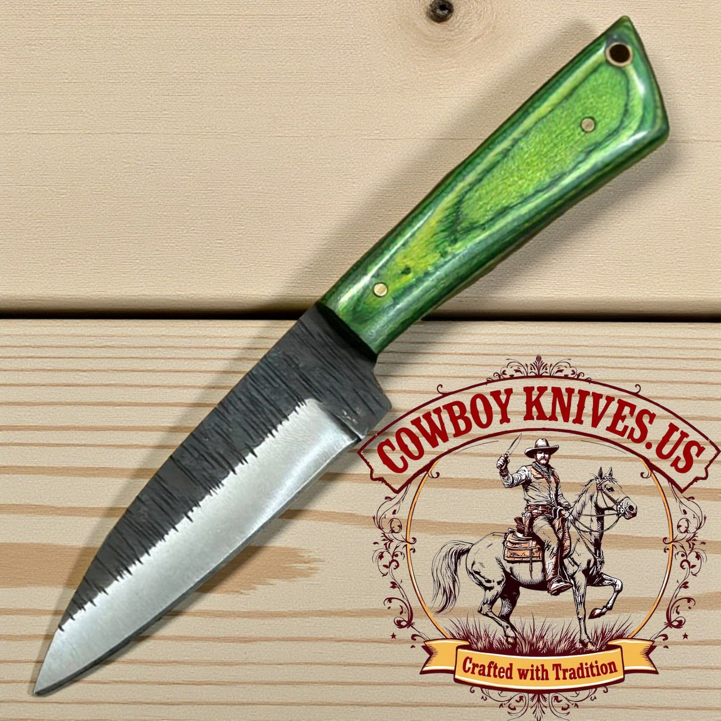 4" Blade Cowboy Fixed Blade Knife with Exotic Wood Handle