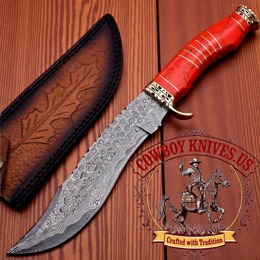 11" Blade Cowboy Bushing Knife with Epoxy Resin Handle & Brass Guard