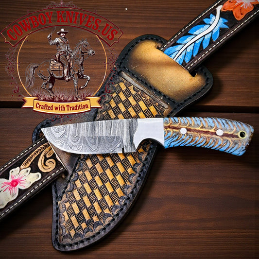 3.25" Blade Western Belt Knife with Pinecone Resin Handle