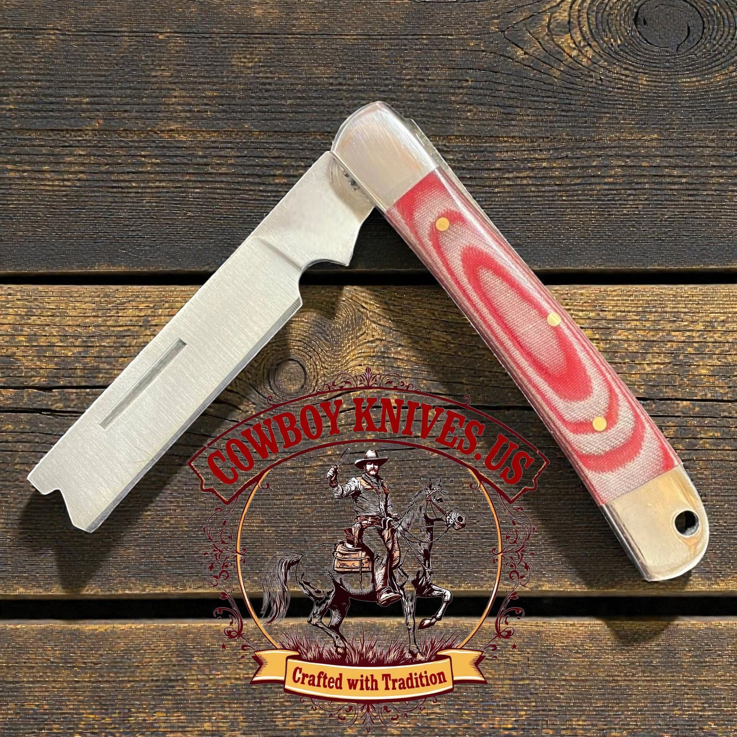 3" Blade folding bull cutter with Micarta & Steel Bolsters Handle