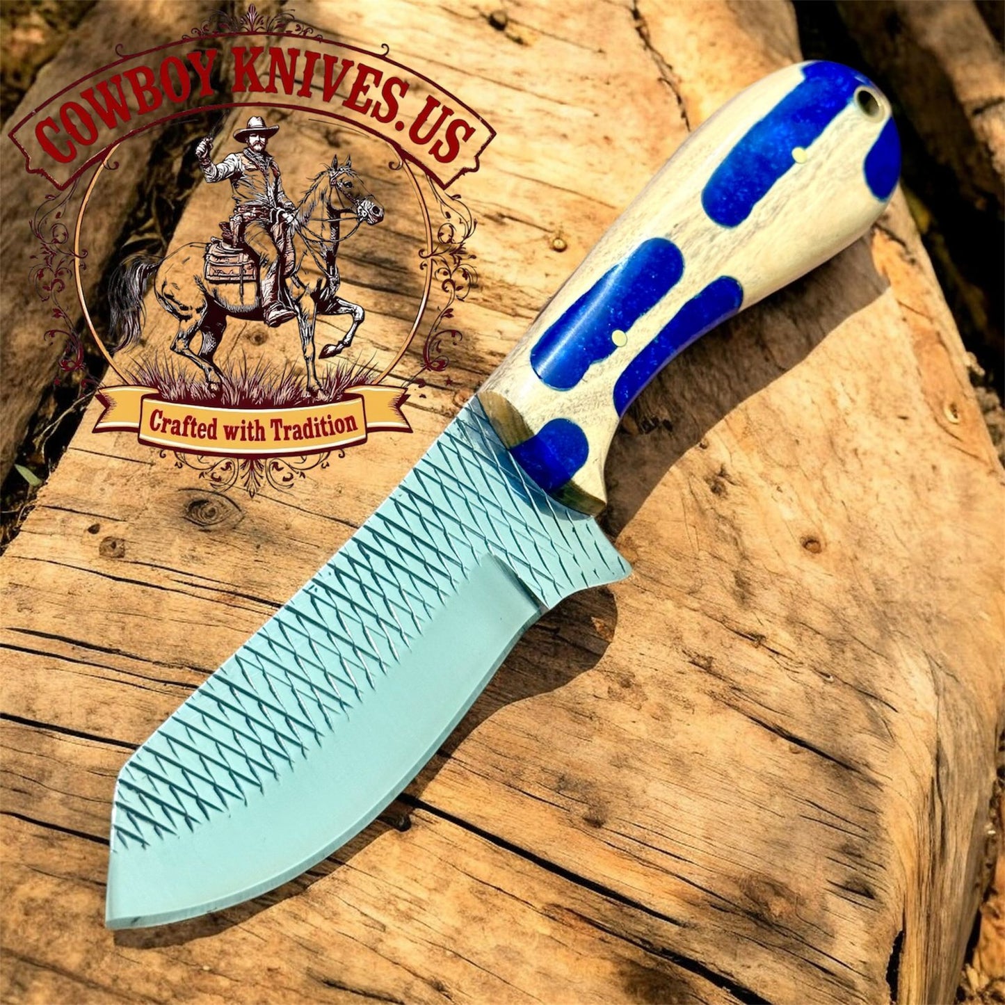 3.5" Blade Belt Knife with Wood/Resin Hybrid Handle