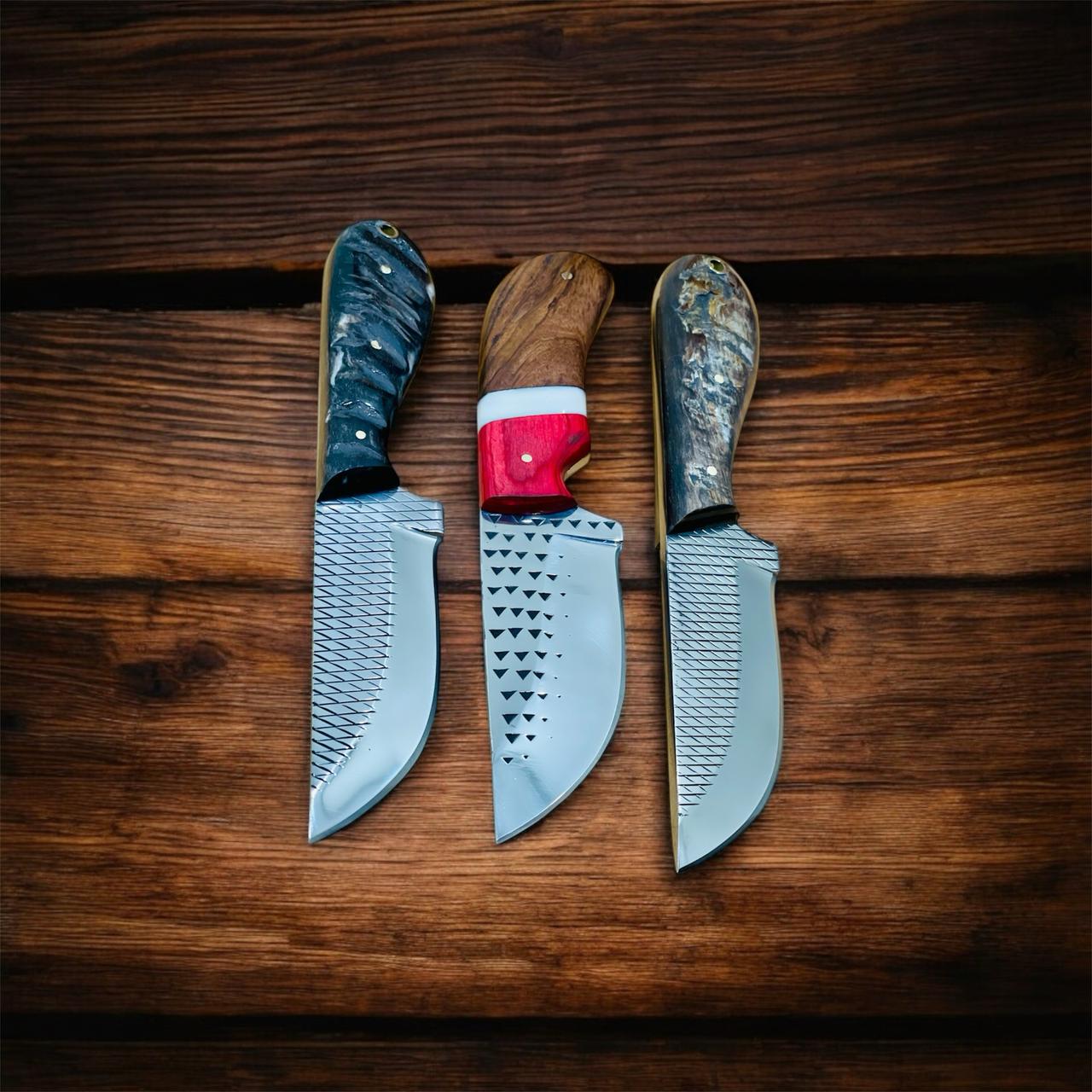 Cowboy Knives Set – Rasp Tool Steel Belt Knives | Ram Horn & Wooden Handles with Colorwood Bolsters | Handmade Western Cowboy Knives and Sheaths | Men’s Knife Collection – KNIVESHQ