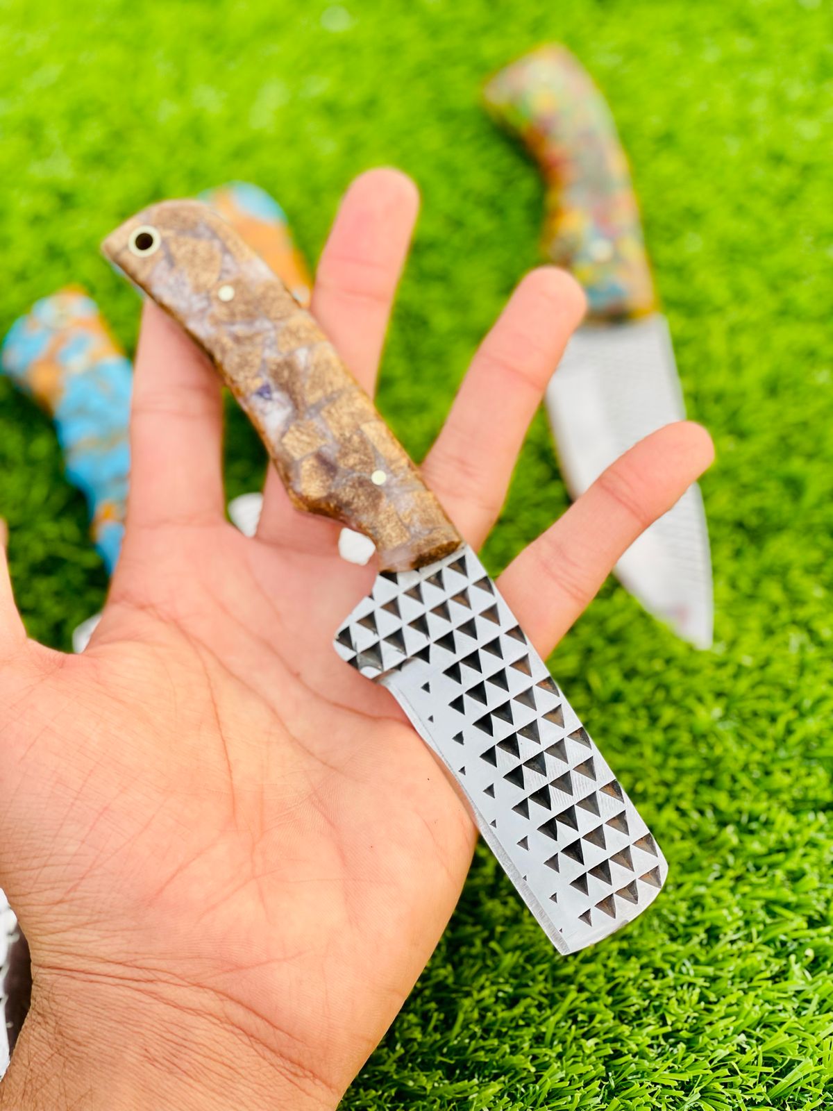 Bull Cutter Knife – Hand-Forged Rasp Tool Steel Blade with Epoxy Resin Handle | Western Ranch Knife | Heavy-Duty Outdoor Utility Knife