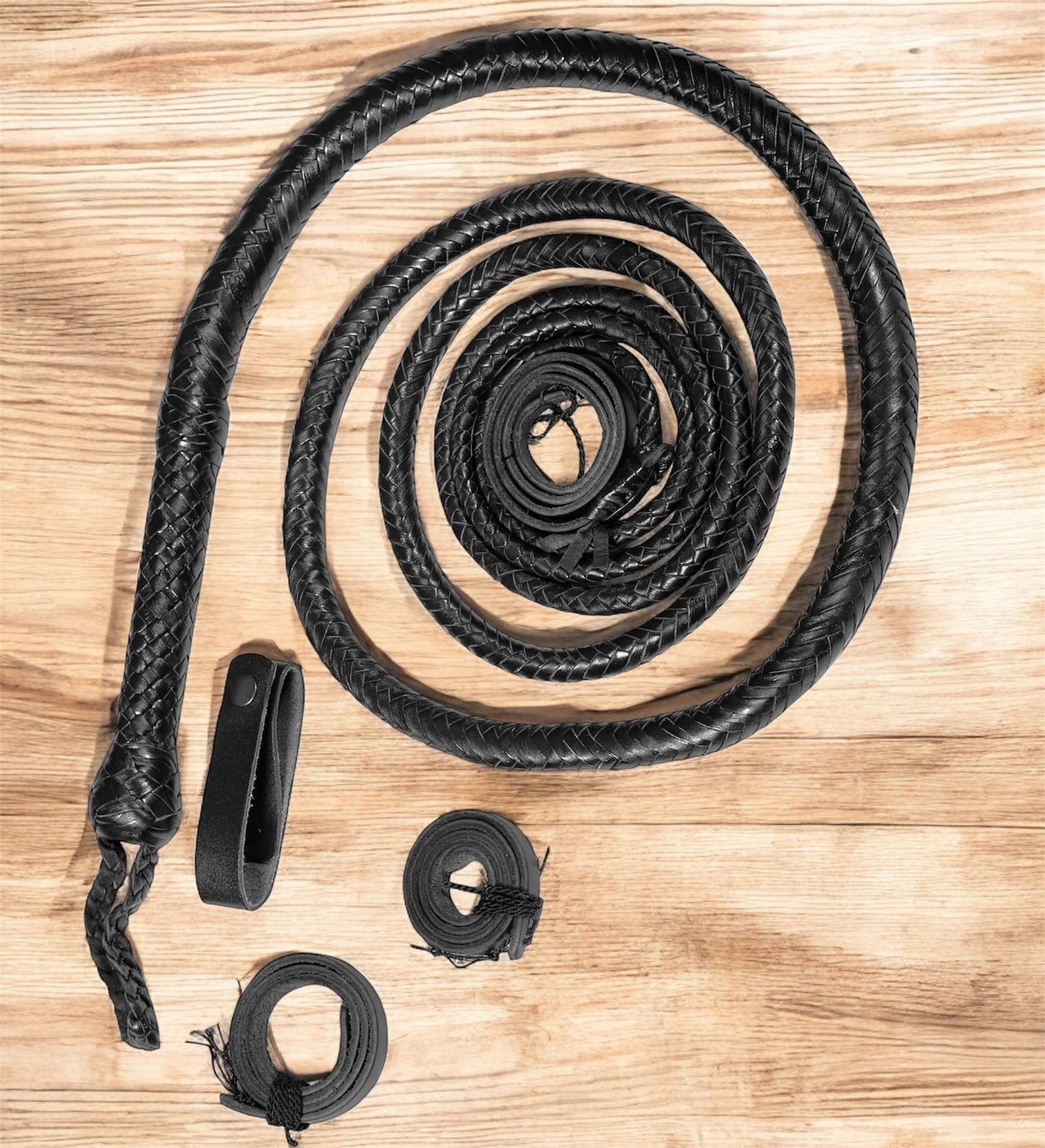 Black Leather Bullwhip – Premium Cowboy Whip for Ranch Use, Rodeo, Cracking & Collectors | Western Bullwhips by CowboyKnives.us