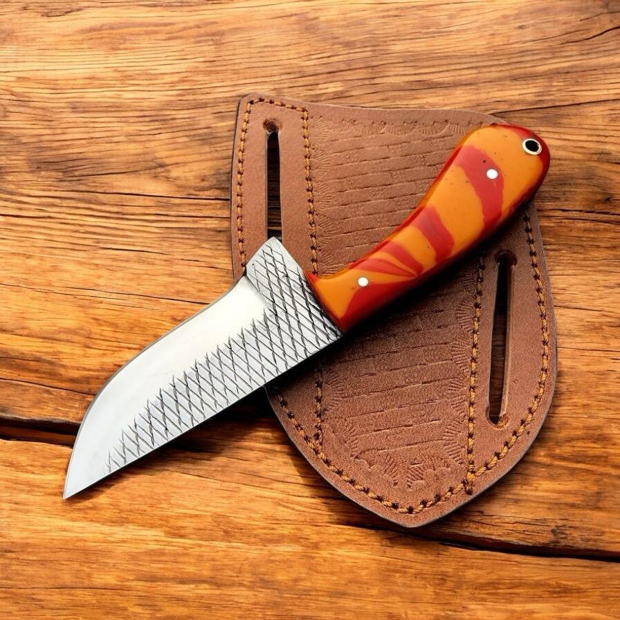 Western Belt Knife – Rasp File Steel Blade, Epoxy Handle & Cross Draw Sheath