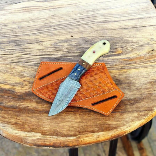 3" Blade Belt Knife with Pakkawood, Rosewood & Bone Handle