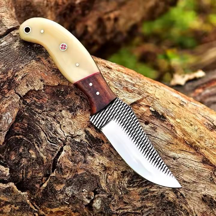 Western Knife and Sheath – 7" Rasp Tool Steel Blade with Bone & Rosewood Handle
