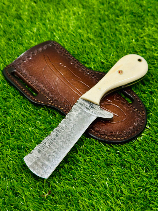 4" Blade Bull Cutter Knife with Bone Handle & Western Sheath