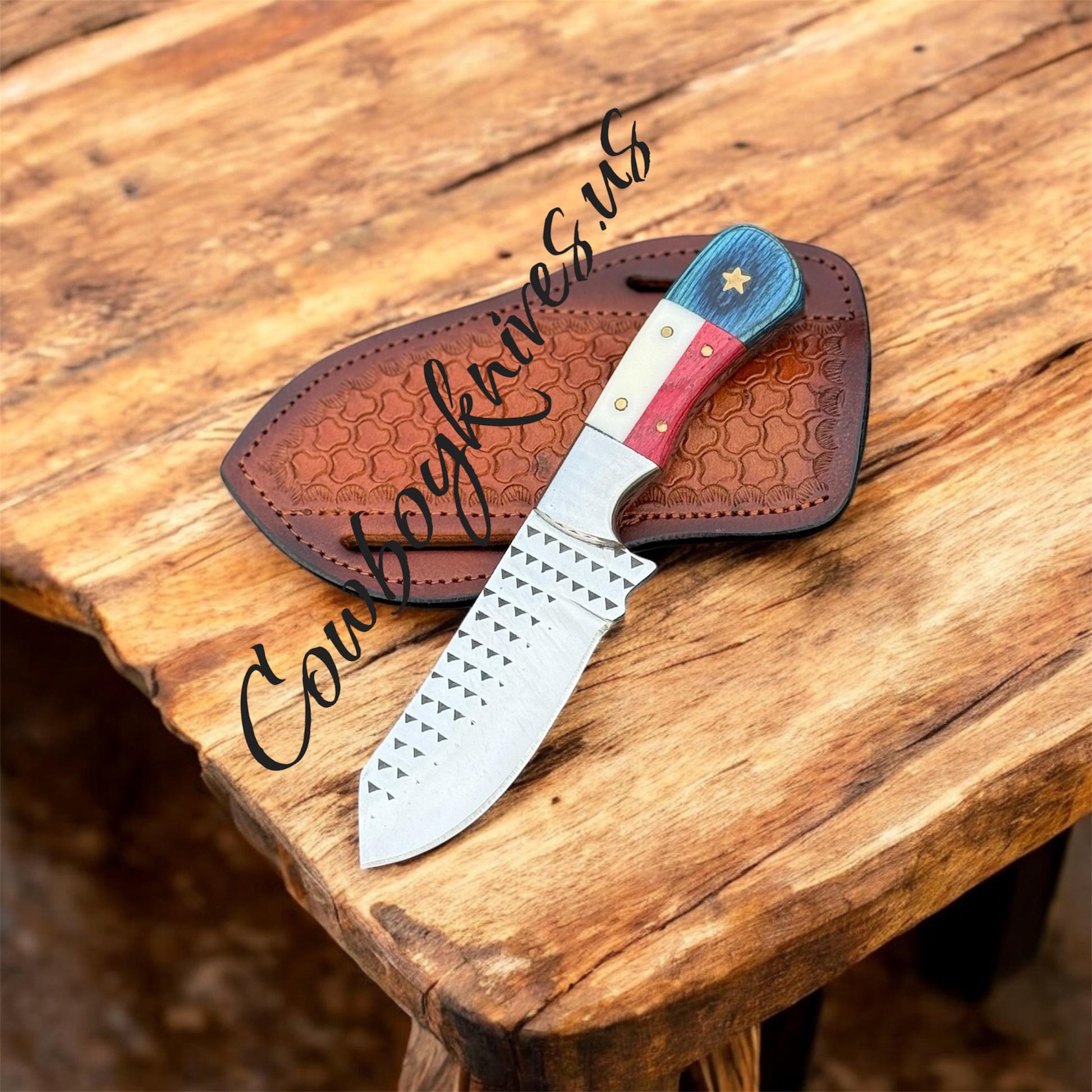 4" Blade Cowboy Knife with Exotic Wood, Bone Handle
