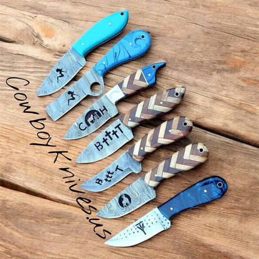 3" Blade Cowboy Knives – Rasp & Damascus Steel with Exotic Wood & Resin Handles