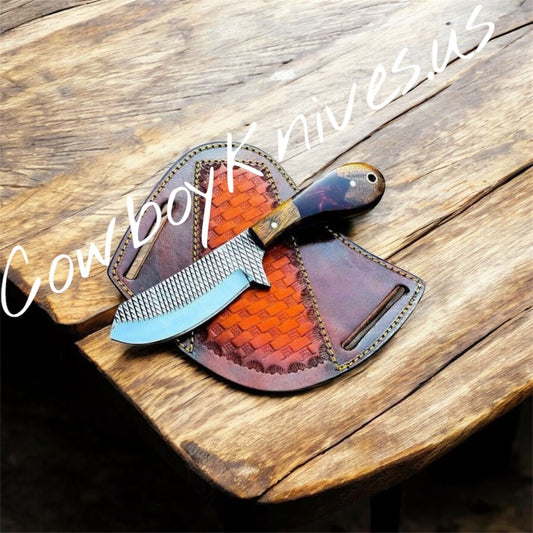 4" Blade Cowboy Knife with Wood-Resin Hybrid Handle