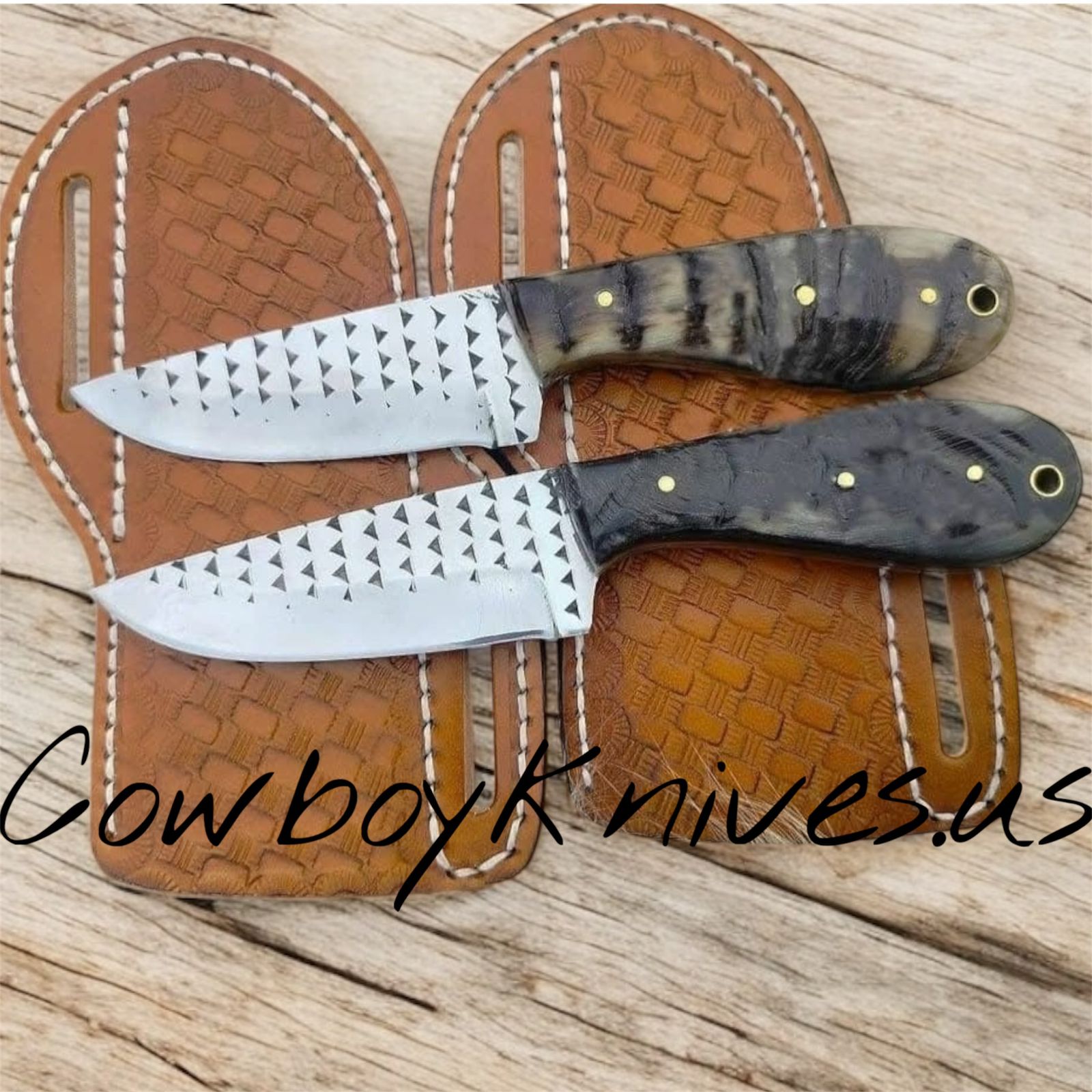 Ranch Cowboy Knives and Sheaths – Rasp Steel & Ram Horn – Cowboy Knives HQ