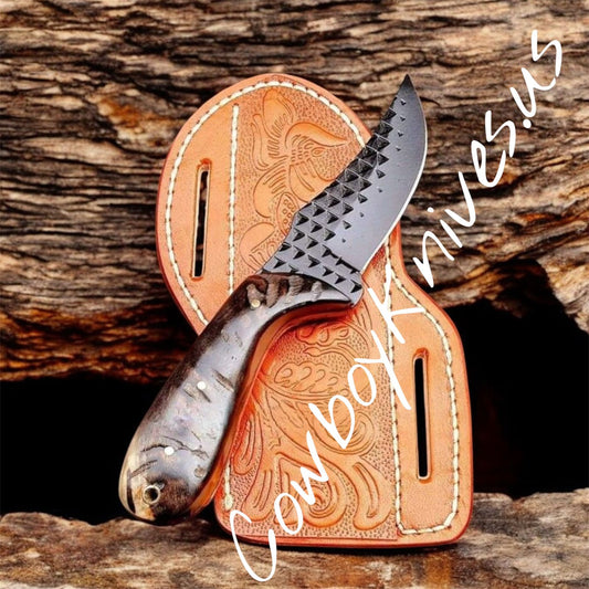 3" Blade Cowboy Knife with Ram Horn Handle