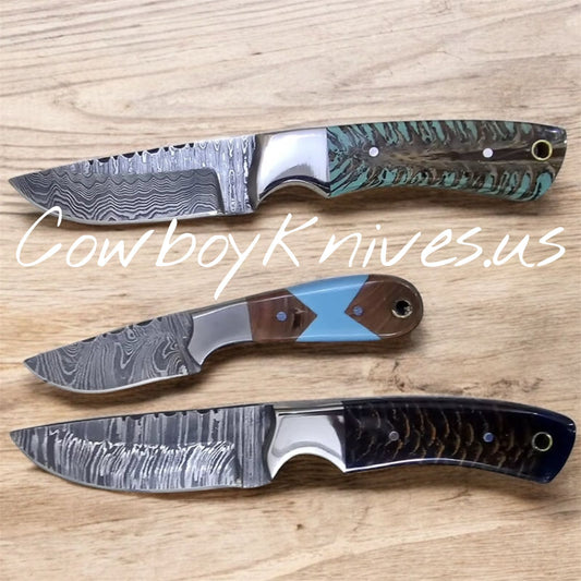 3" Blade Cowboy Knives with Pinecone Resin & Steel Bolster Handles