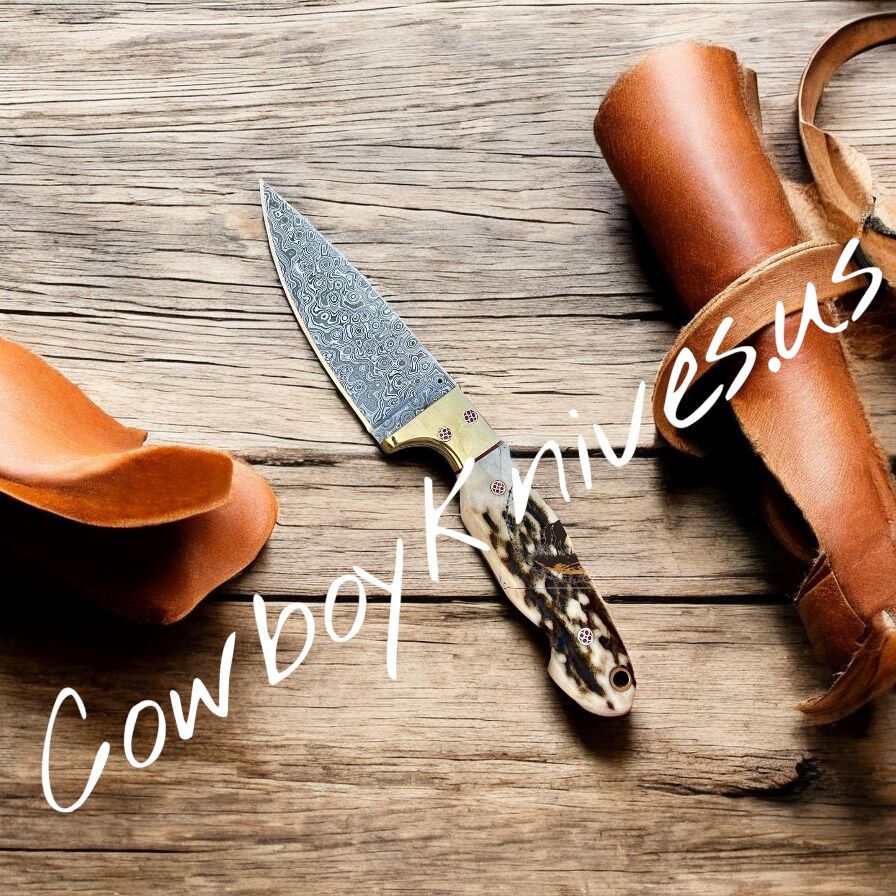 3" Blade Cowboy Knife with Antler Horn & Brass Bolster Handle