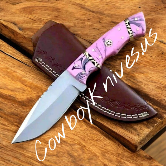 4.5" Blade Knife in a Belt with Epoxy Resin & Brass Spacers Handle