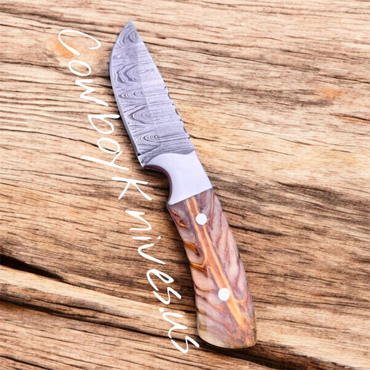 3" Blade Cowboy Knife with Pinecone Epoxy Resin Handle