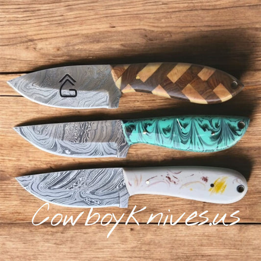 3" Blade Western Knife with Epoxy Resin & Exotic Wood Handle