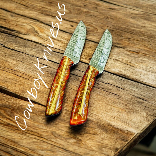 2.5" Blade Belt Knives and Sheaths with Pinecone Resin Handle