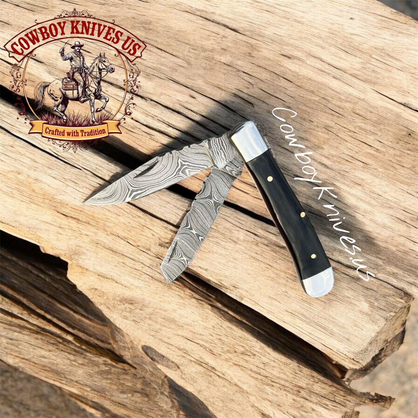 3" Blade Western Pocket Knife with Epoxy Resin & Steel Bolsters