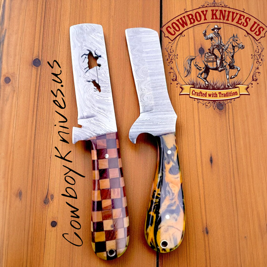 3.5" Blade Western Knife Sheaths with Exotic Wood & Resin Handles