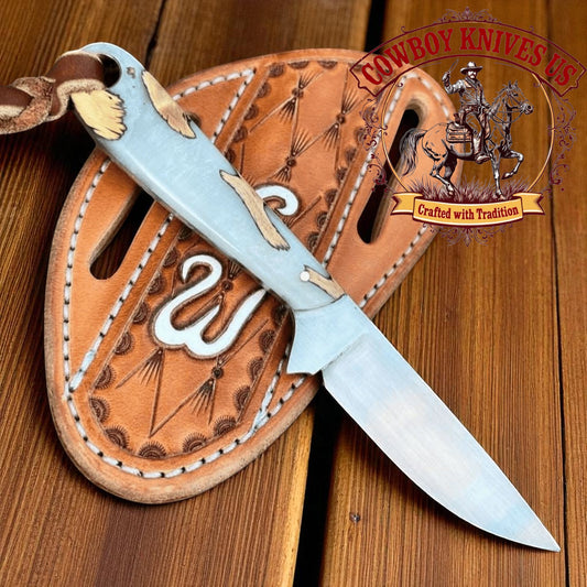 3" Blade Knives with Sheaths – J2 Steel, Wood Epoxy Resin Handle