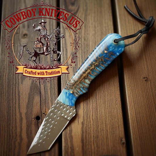 3" Blade Bull Cutter Knife with Pinecone Resin Handle