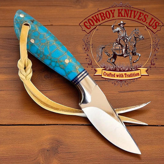 3" Blade Cowboy Knife with Turquoise Stone Handle