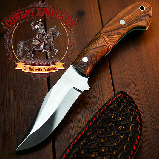 3" Blade Belt Sheath Knife with Olive Wood Handle