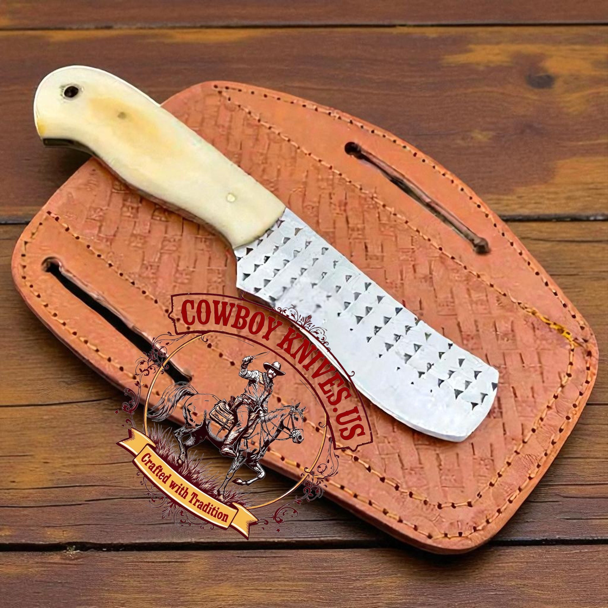 3.5" Blade Western Knife Sheath with Bone Handle
