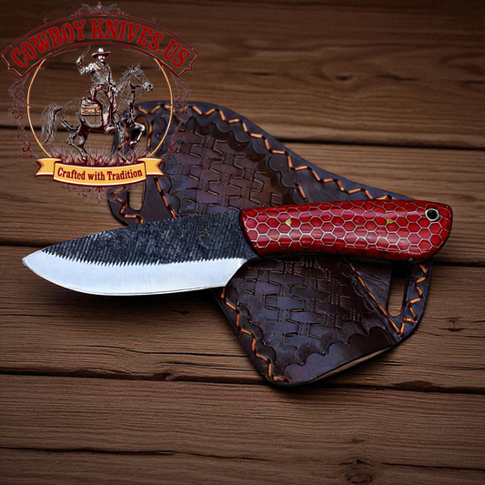 3.5" Blade Cowboy Belt Knife Sheath with Honeycomb Resin Handle