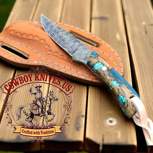 3" Blade Cowboy Knife with Cactus Wood Resin Handle