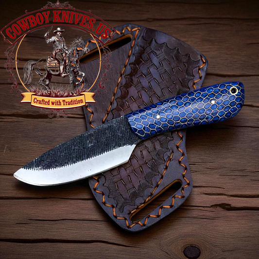 3.5" Blade Cowboy Cross Draw Knife Sheath with Honeycomb Resin Handle