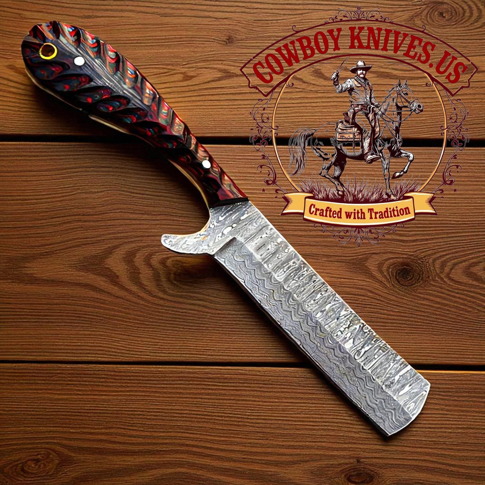 4" Blade Cross Draw Knife with Exotic Wood File-Worked Handle