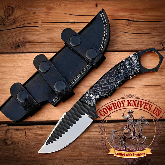 3.5" Blade Horizontal Belt Knife with Honeycomb Resin Handle