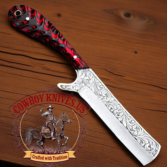 4" Blade Cowboy Sheath Knife with Exotic Wood Handle