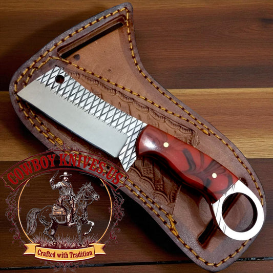 3.5" Blade Cowboy Knife with Epoxy Resin Finger Hole Handle