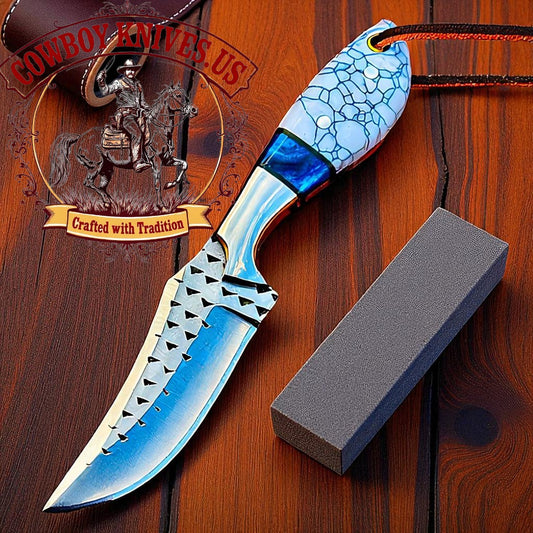 3.5" Blade Knife Cowboy with Turquoise Resin Spacer & Steel Bolster