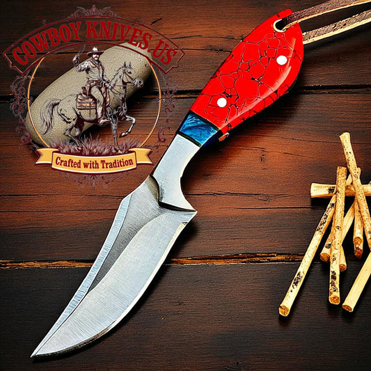 3.5" Blade Cowboy Knife Sales – D2 Steel with Turquoise Resin Spacer Handle