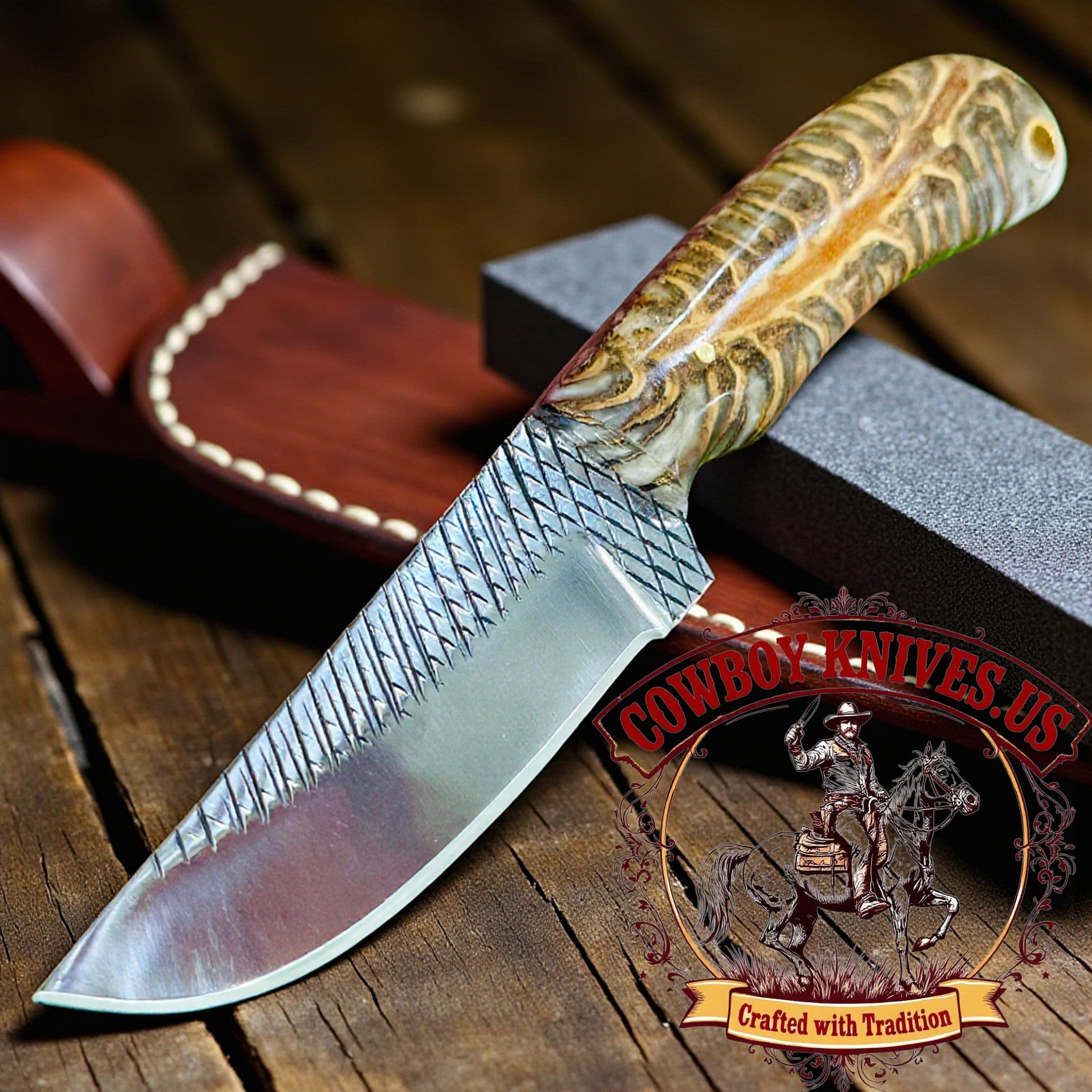 Custom Rasp Handles American Made Fixed Blade Knife – 3.5