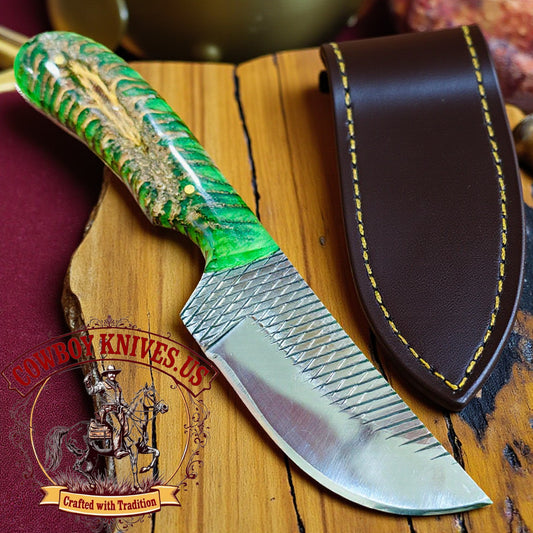 3.5" Blade Cowboy Boot Knife with Pinecone Epoxy Resin Handle