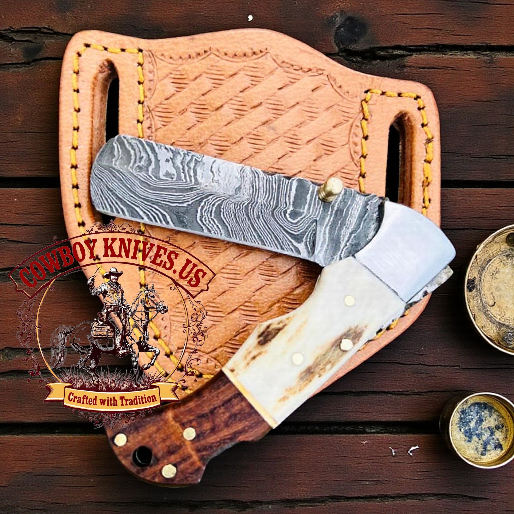 3" Blade Pocket Castration Knife with Antler & Rosewood Handle