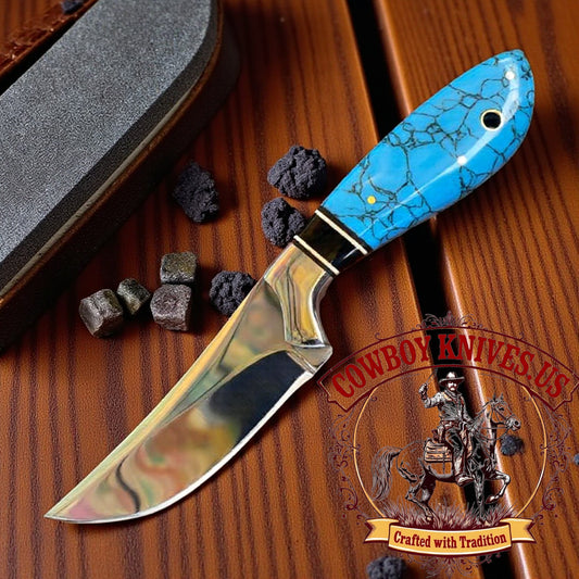 3.5" Blade Belt Knive with Turquoise & Resin Spacer Handle