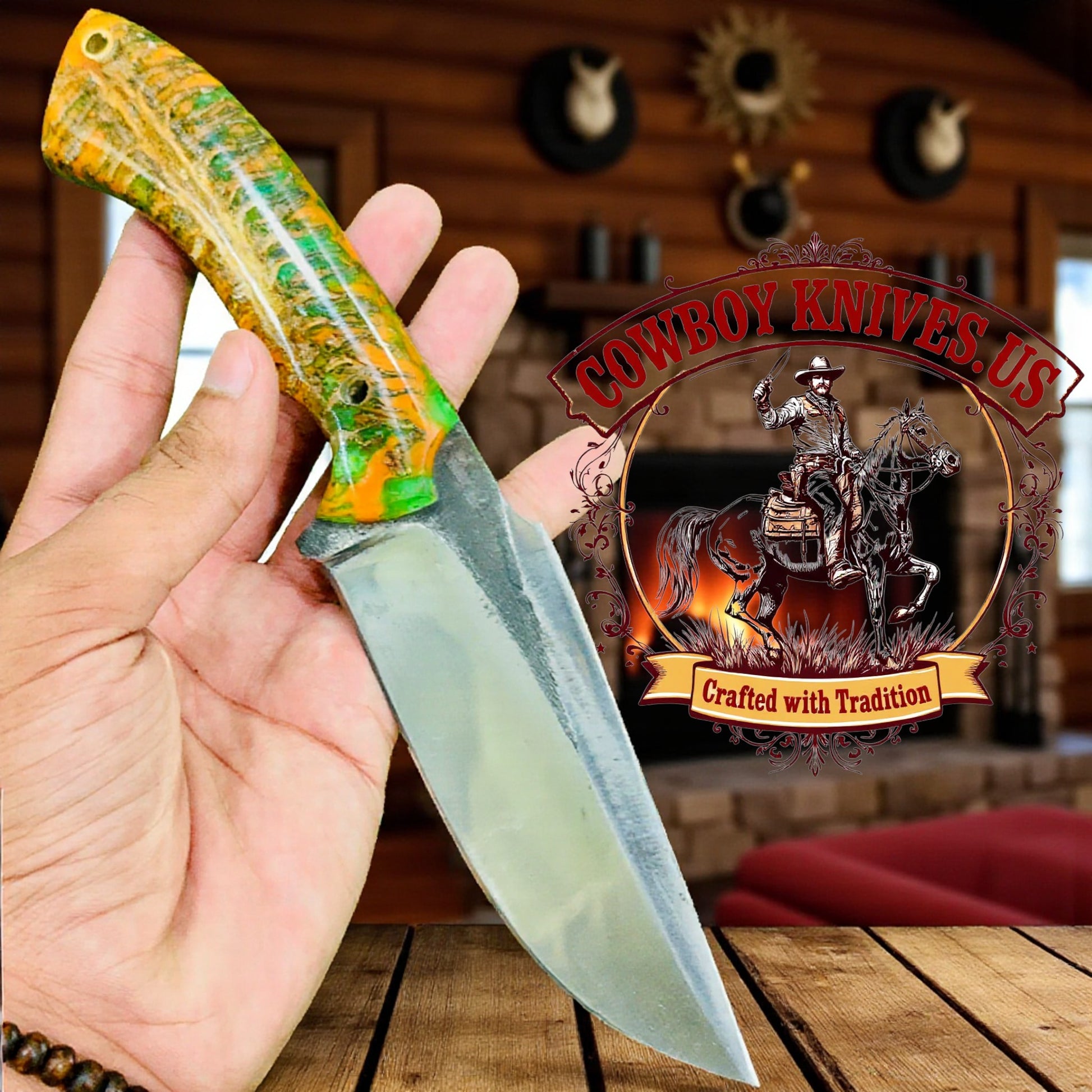 5.5" Blade Knives with Sheaths for Sale – J2 Steel & Pinecone Resin Handle